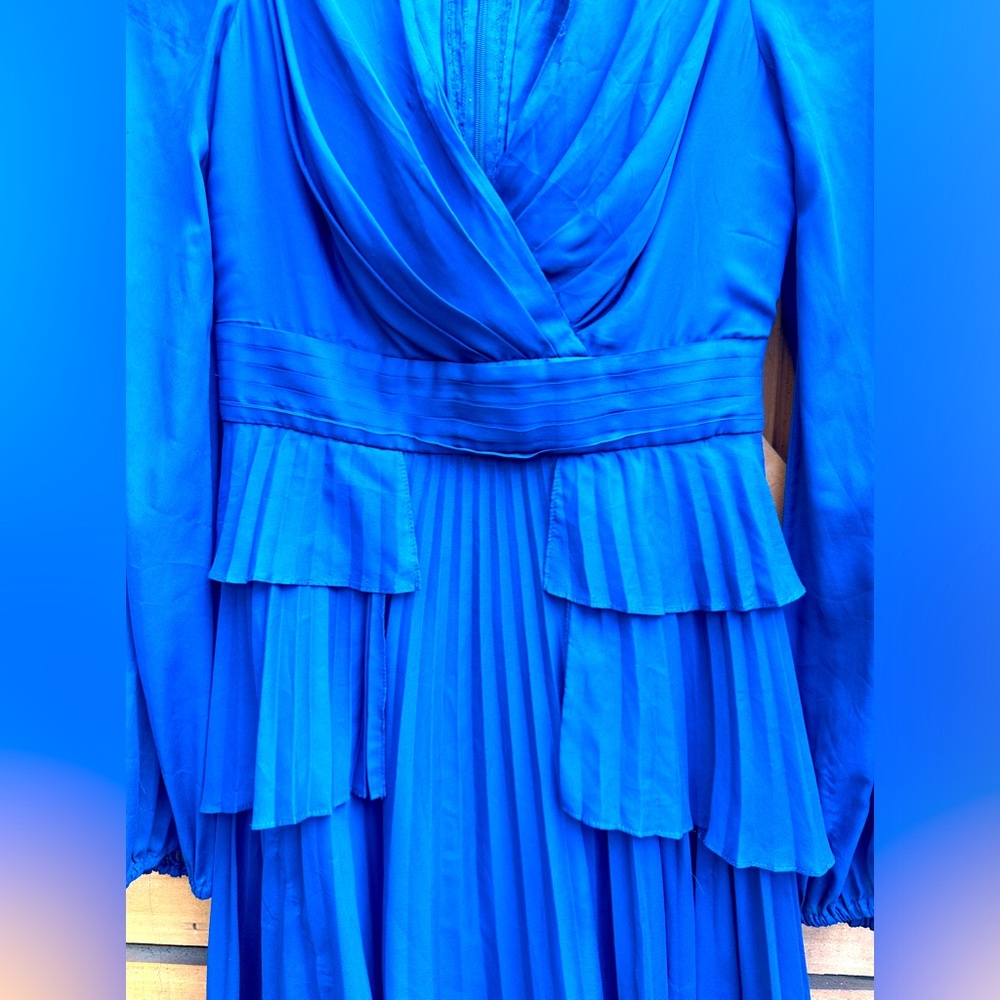 Temperley Royal Blue Chiffon Balloon Sleeve Cocktail Dress Size 4 - Picture 2 of 5